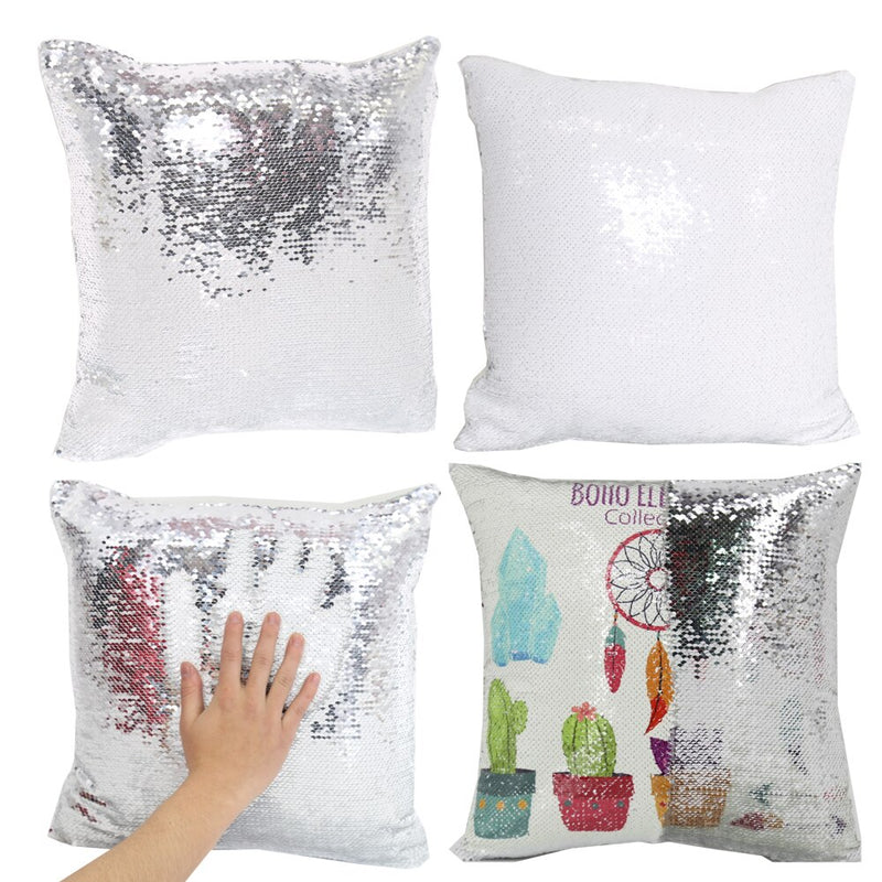 40×40cm Sequined Pillowcases Sublimation Blanks - Silver