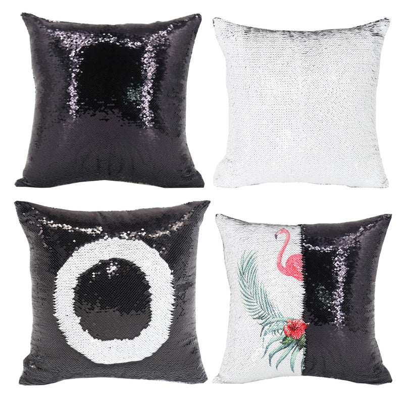 40×40cm Sequined Pillowcases Sublimation Blanks - Black