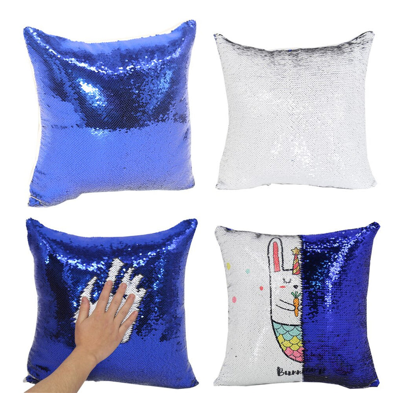 40×40cm Sequined Pillowcases Sublimation Blanks - Blue