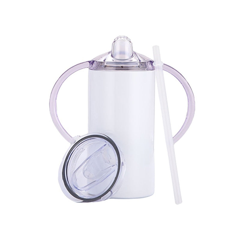 Sippy Cup with Handle 12oz Sublimation Blanks - Lid and Straw