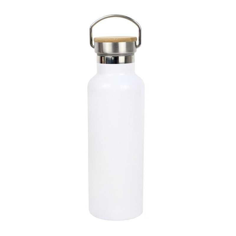 Stainless Steel Water Bottle with Bamboo Lid 17oz Sublimation Blanks