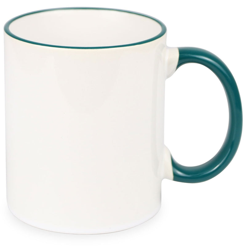 Mugs Colored Rim and Handle 11oz Sublimation Blanks - Green