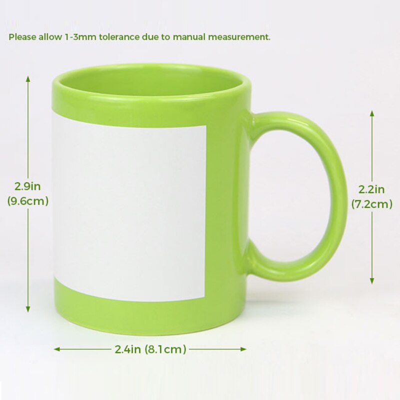 Mugs with White Patch 11oz Sublimation Blanks - Size