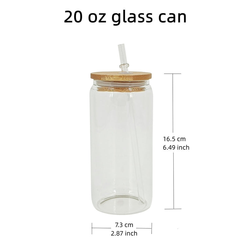 Mason Jar with Bamboo Lid and Straw 20oz Sublimation Blanks Size