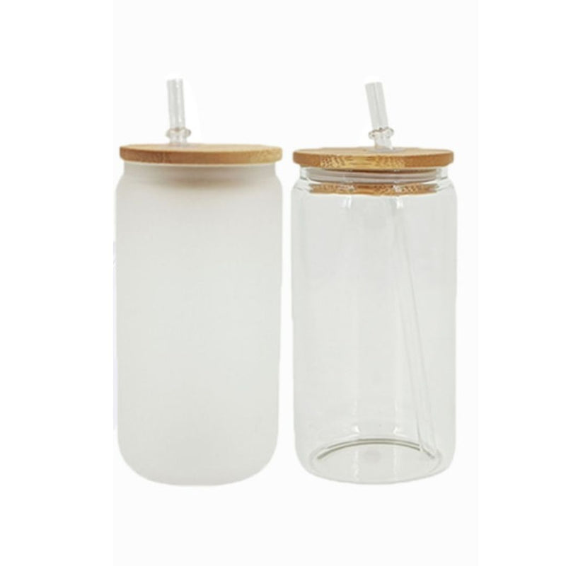 Mason Jar with Bamboo Lid and Straw 20oz Sublimation Blanks