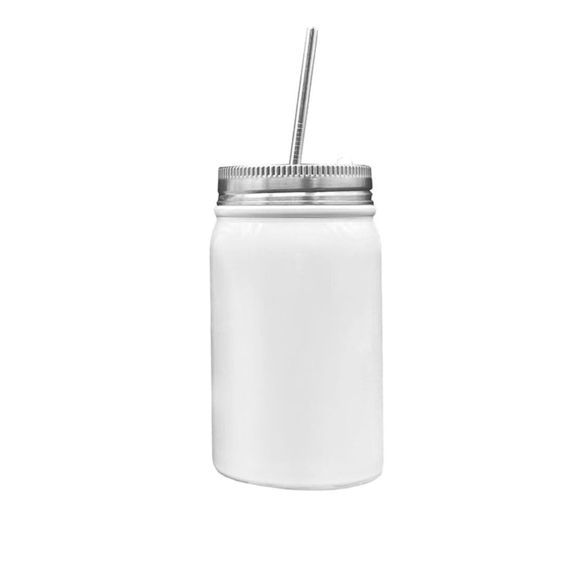 Stainless Steel Mason Jar With Straw 17oz Sublimation Blanks