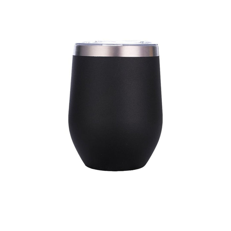 Mug Stainless Steel Wine Cup 12oz Sublimation Blanks - Black